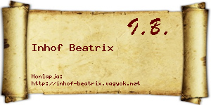 Inhof Beatrix névjegykártya